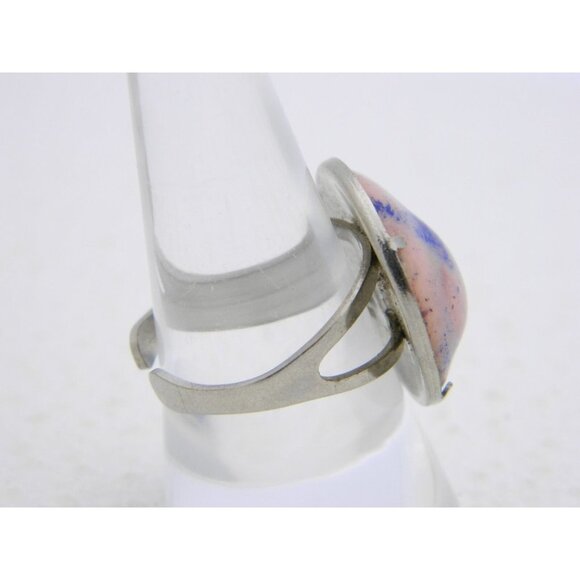 VTG MAS "art" Artesania Al Fuego Spain Pink Purple Enamel Ring Size 7 - Picture 3 of 4